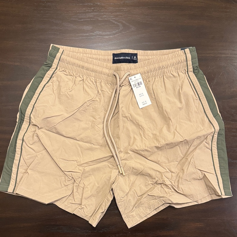 Abercrombie & Fitch Tan Shorts with Green Accents
